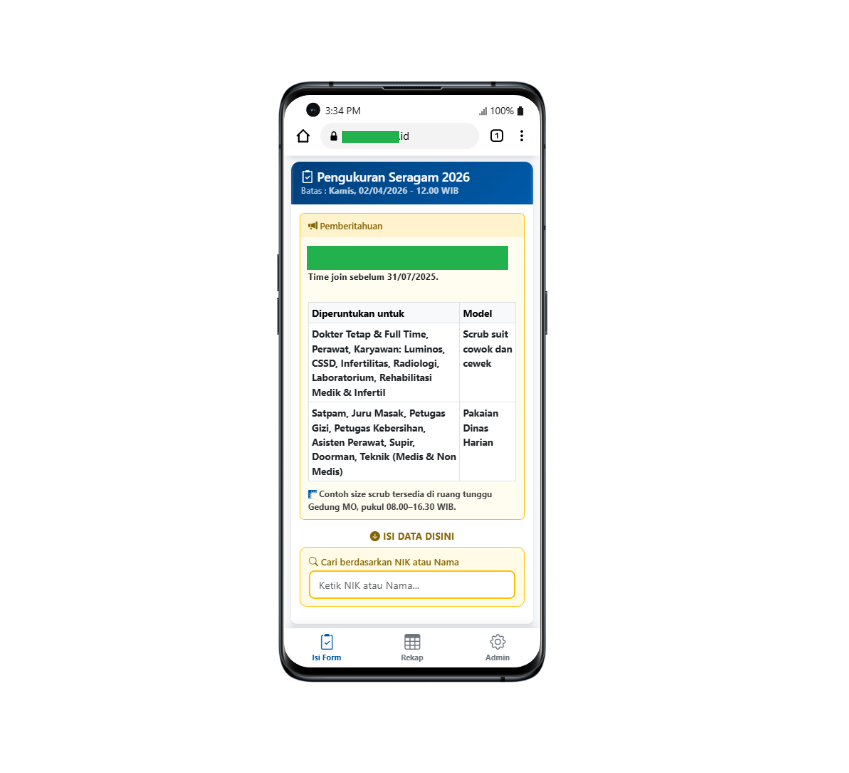 Aplikasi Pengukuran Seragam Karyawan