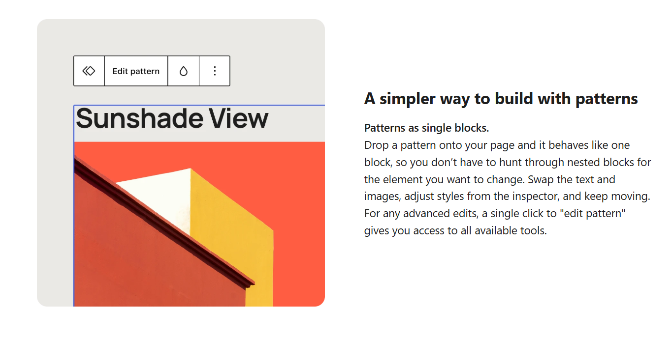 Pattern di WordPress 7.0 berperilaku sebagai single block saat diedit