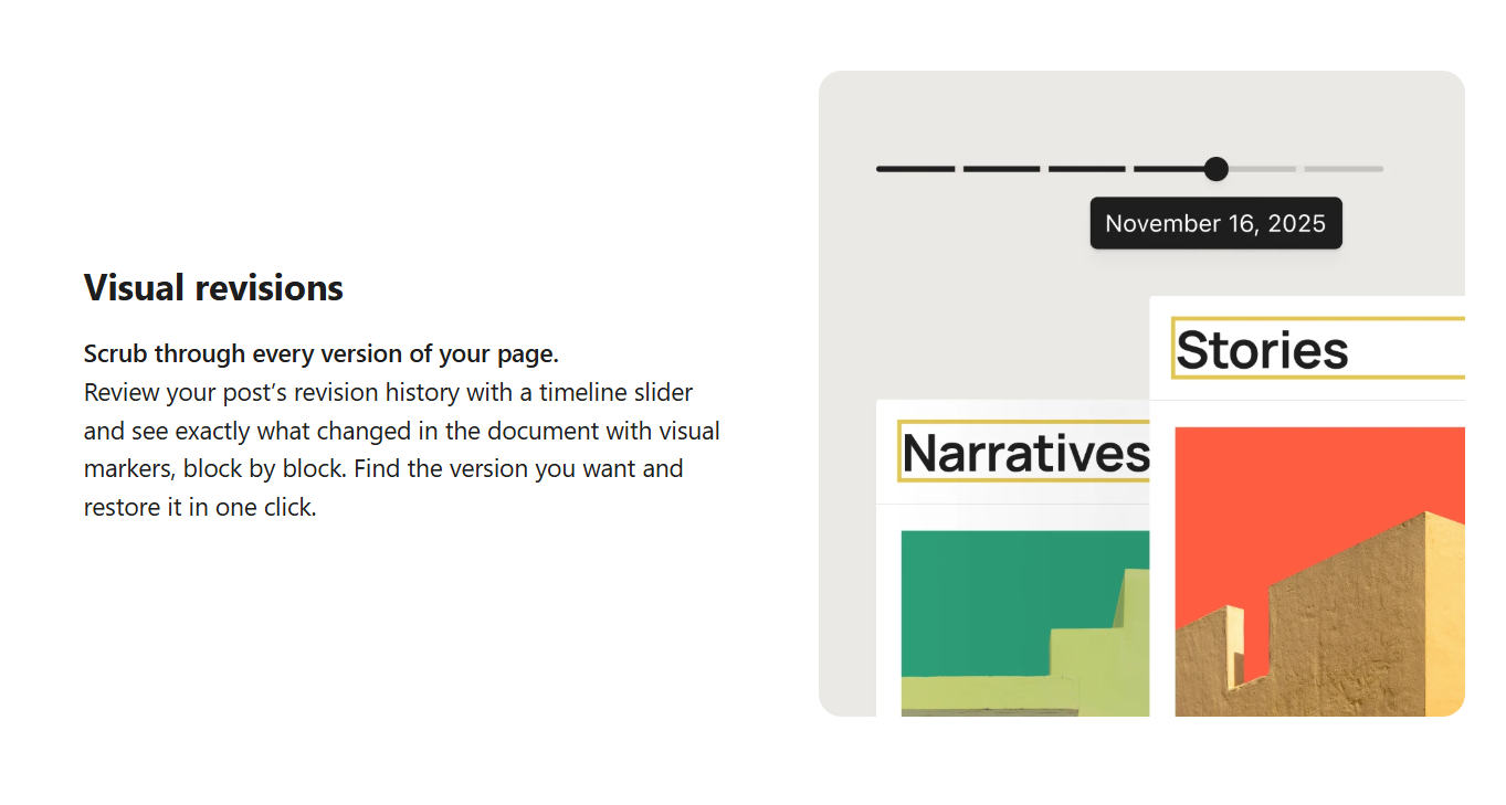 Timeline slider visual revisions di WordPress 7.0